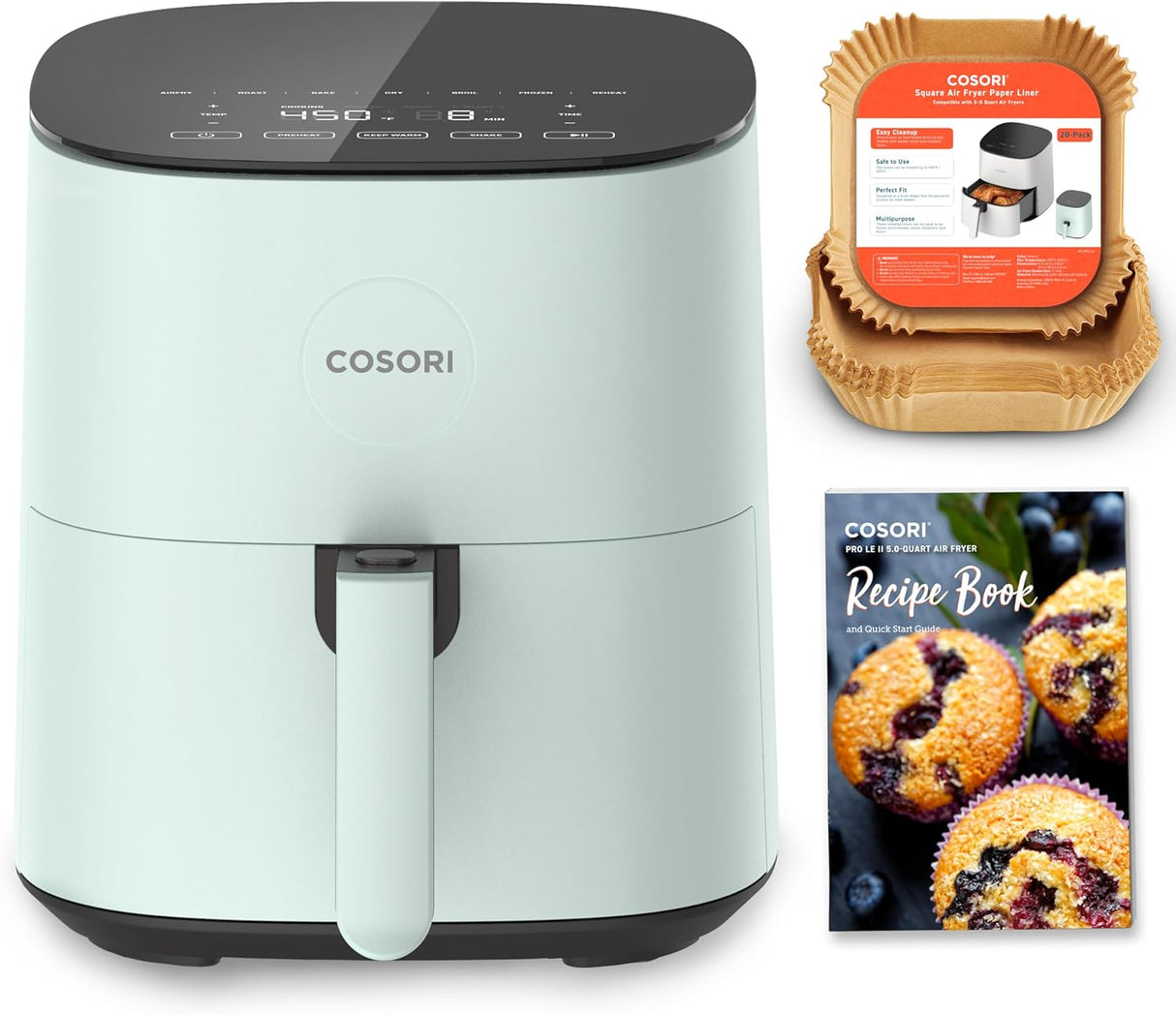 Freidora de aire COSORI Pro LE 5 Qt, 10 funciones, 130+ recetas