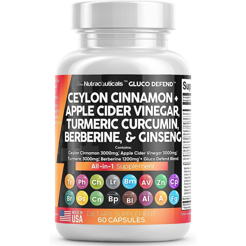 Suplementos Canela 3000mg Cúrcuma 3000mg de sidra de manzana