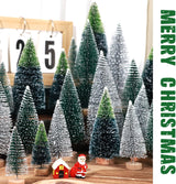Mini Árboles Navideños Artificiales con Base de Madera para Decoración
