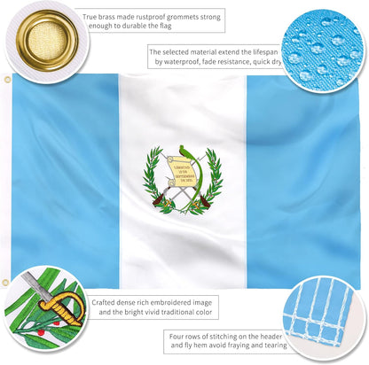 Bandera de Guatemala de calidad, para exteriores doble cara