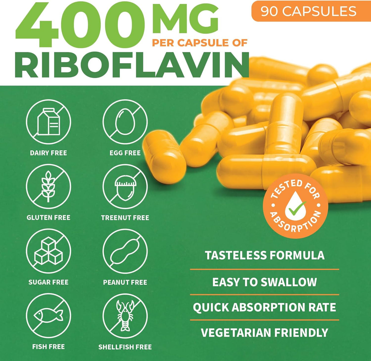 Suplemento  Riboflavina de vitamina B2 sistema nervioso 90u