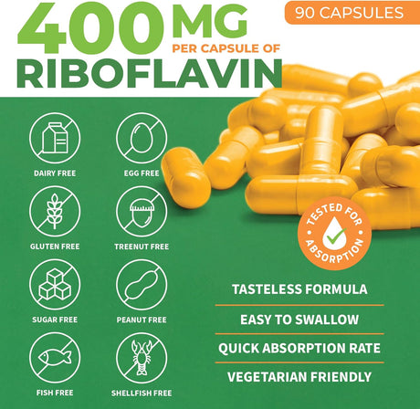 Suplemento  Riboflavina de vitamina B2 sistema nervioso 90u