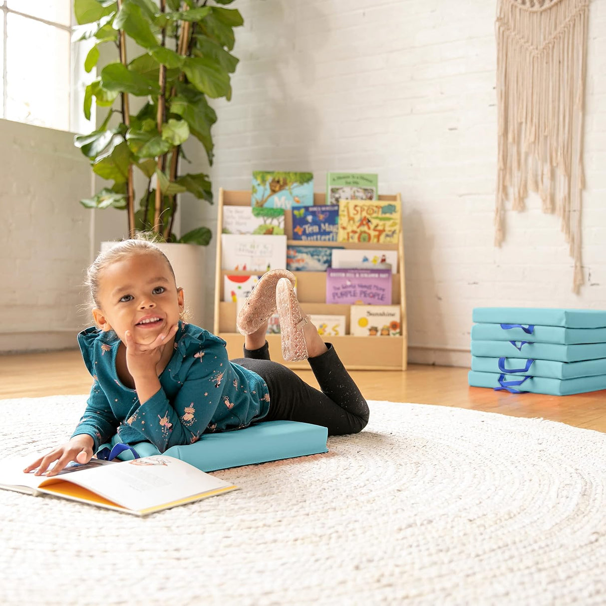 ECR4Kids SoftZone - Cojines de suelo, cuadrados, asientos flexibles, espuma de mar, 6 piezas