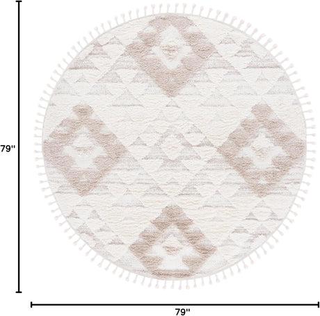Alfombra Redonda de Diseño Marroquí, Ideal para Áreas de Tráfico (MTS688B-7R)