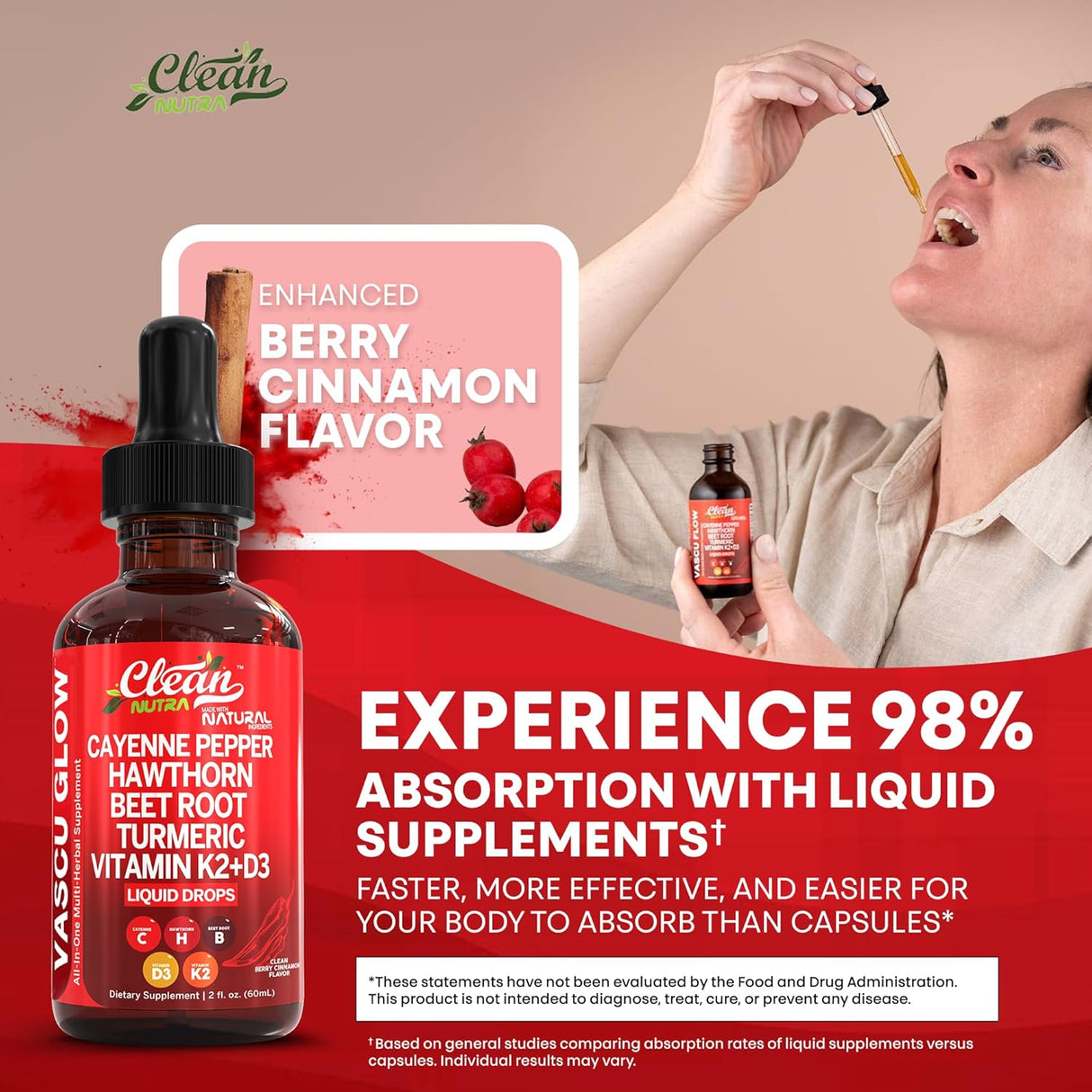 Suplemento Nutra Cayenne + Berry, D3 K2, Cúrcuma, Ginseng, Berberina