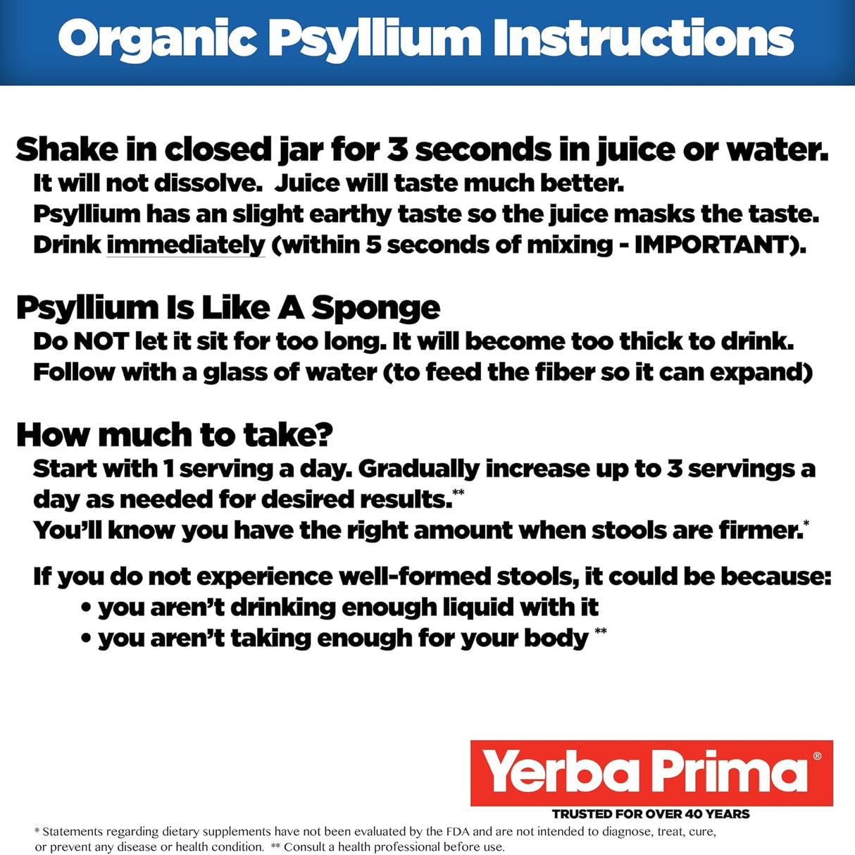 Yerba Prima Psyllium Natural - Fibra Dietética 20 oz