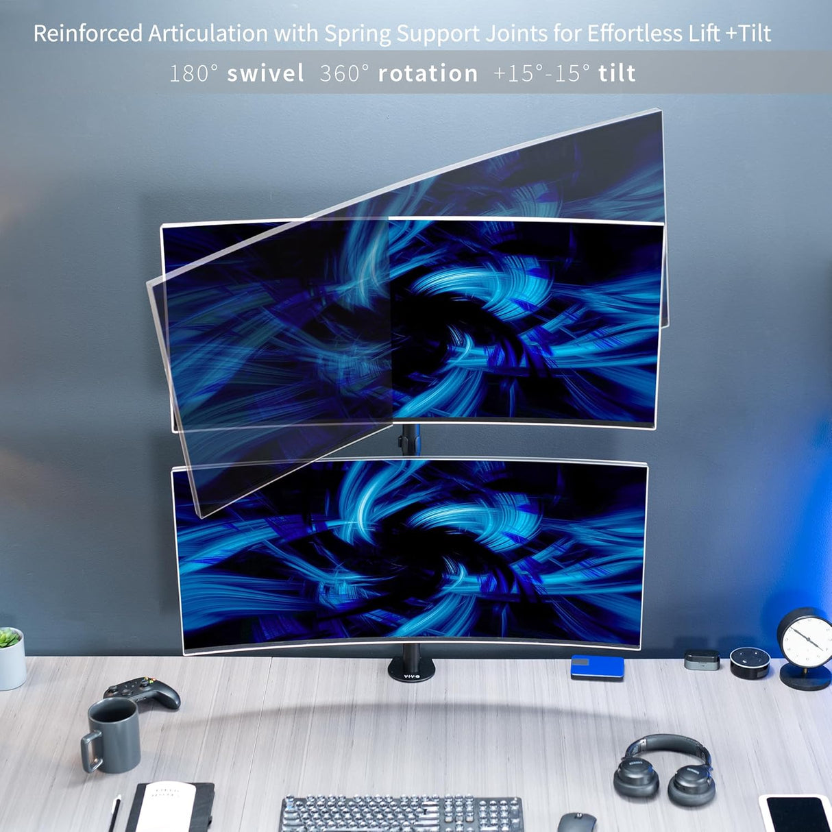 Soporte Doble para Monitores Ultra Anchos VIVO, STAND-V200R