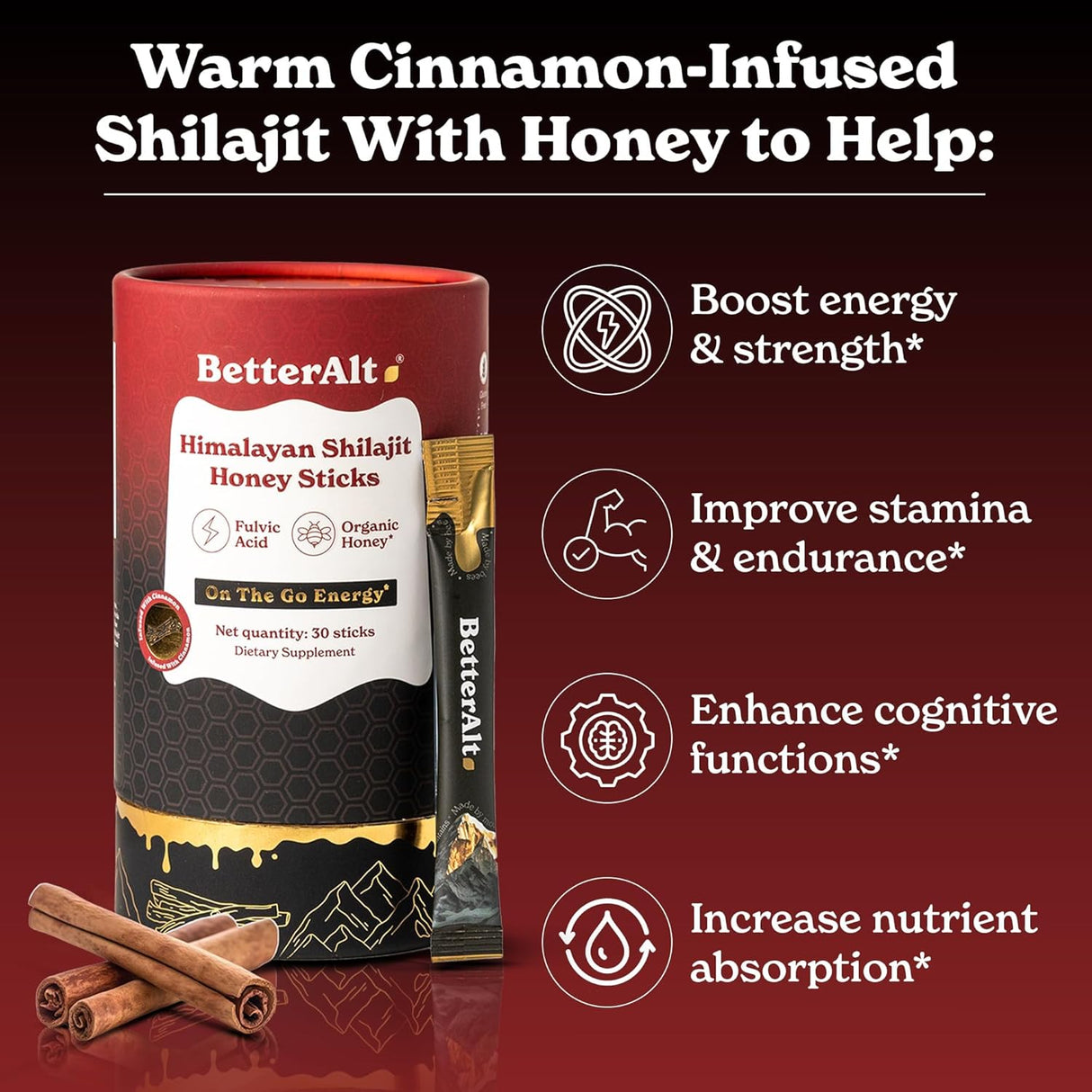 Shilajit Himalaya Miel Canela 30 Varitas Energía