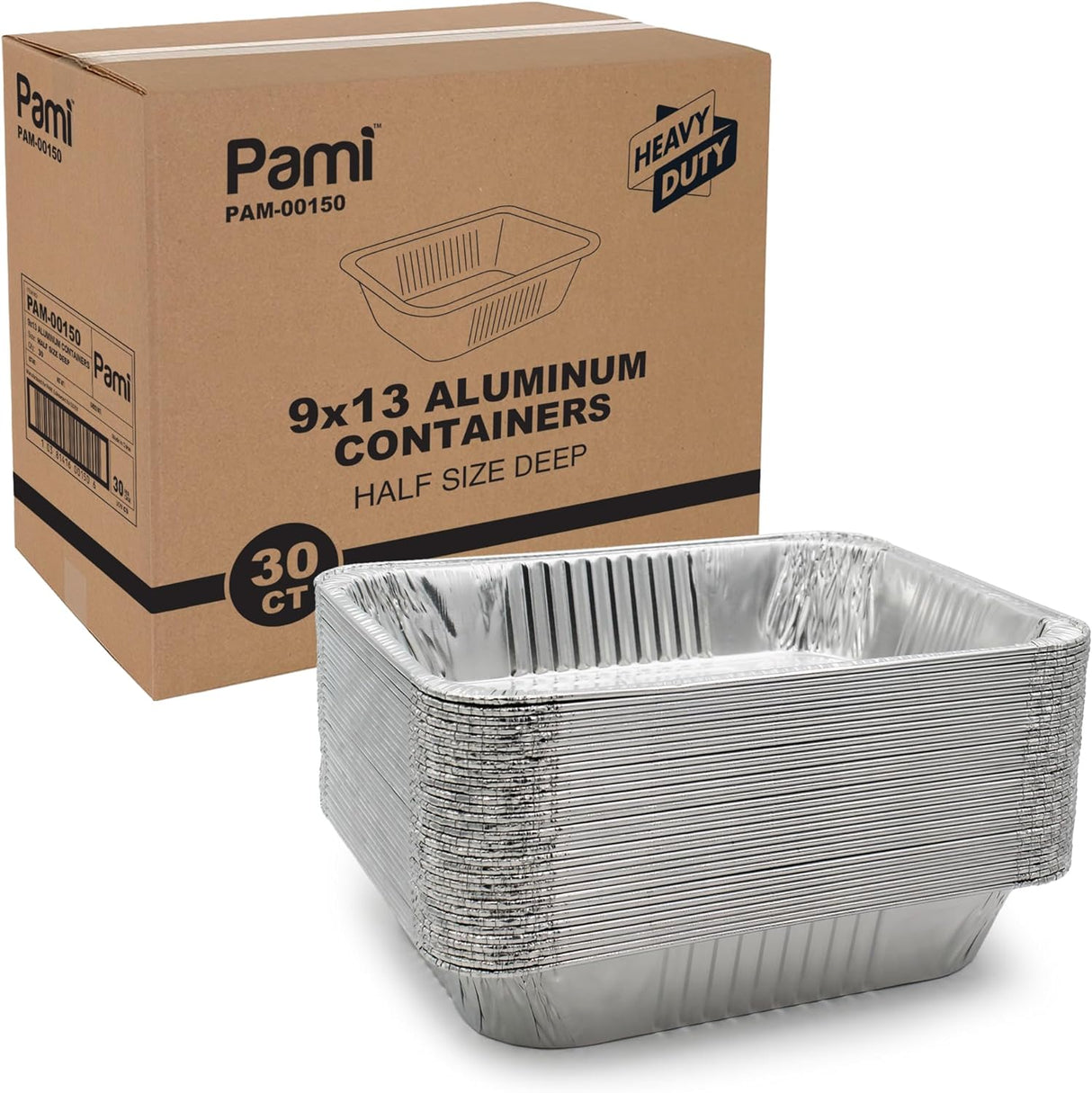 PAMI Moldes de aluminio para hornear, tamaño medio, profundo [paquete de 30]