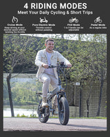 Bicicleta Eléctrica Plegable BAFANG 1200W, 60M, 28MPH, 720WH