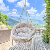 Silla Hamaca de Macramé, Hecho a Mano, con Cojín, Beige