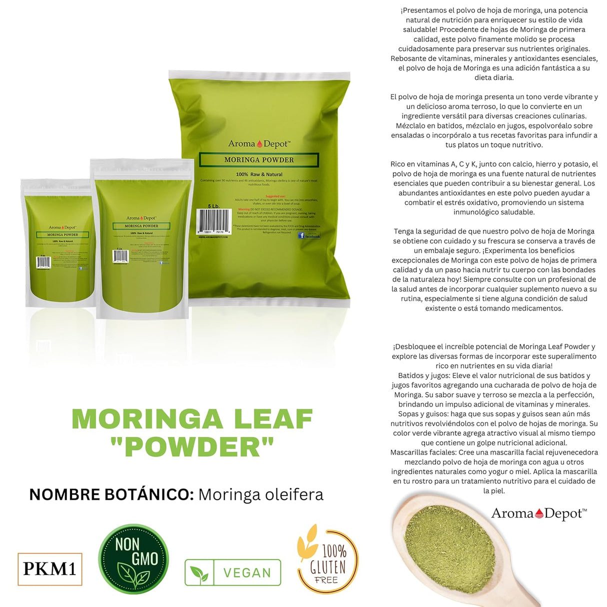 Semillas de Moringa 1 lb. WINGLESS, 100% Natural, PKM1