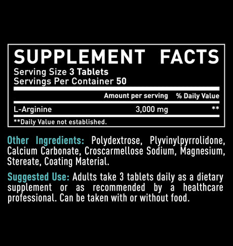 Suplementos L Arginina 3000 mg (150 tabletas, 1000 mg)