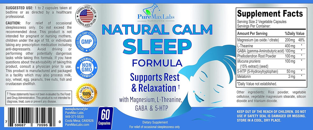 Suplemento Ayuda natural para dormir con magnesio  L-teanina