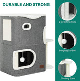 Casa para gatos 2 niveles YITAHOME, túneles y rascador, extendida