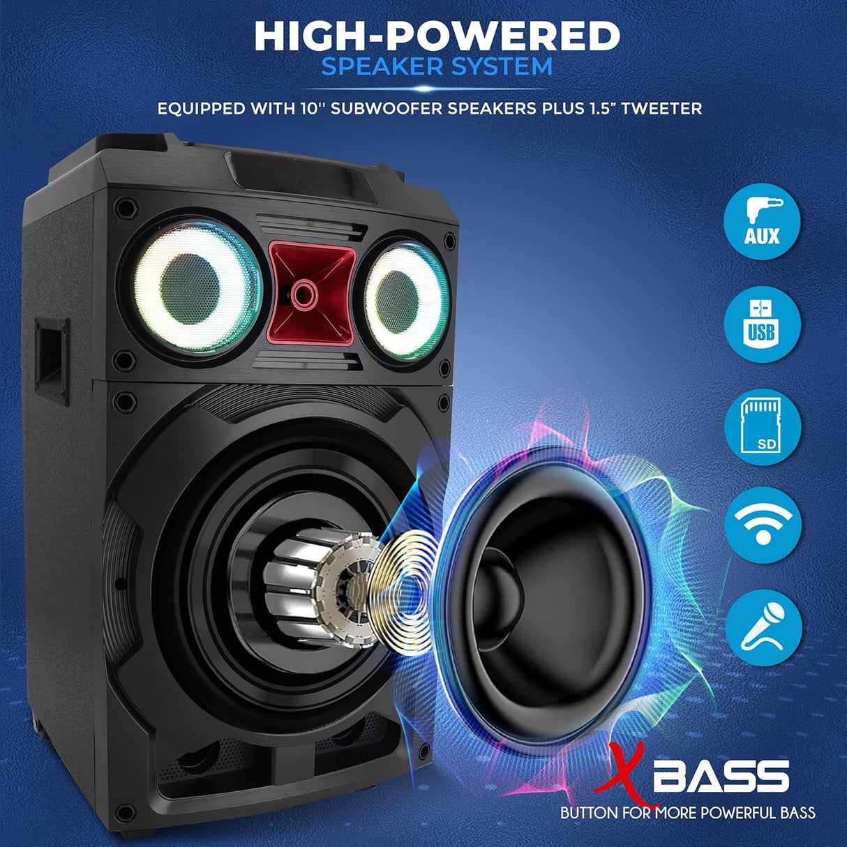 Parlante Portátil portátil con Bluetooth PYLE-PRO PHP210DJT