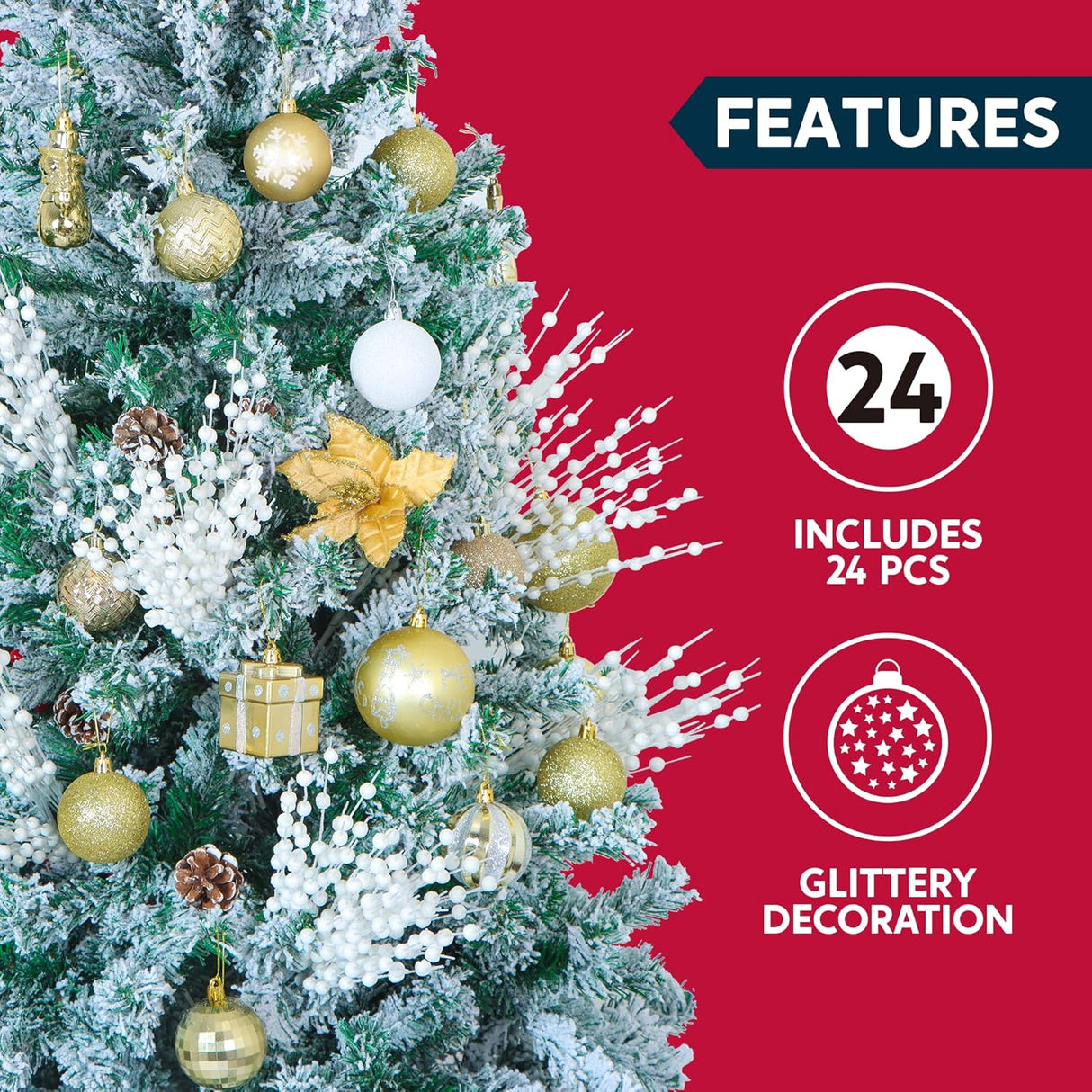 Ramas decorativas Joiedomi, 24 Pcs, para árbol de Navidad