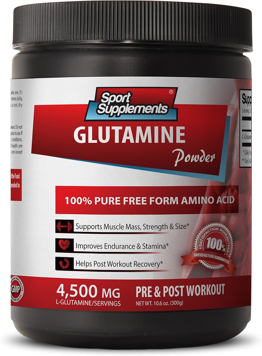 L-Glutamina Pura - Mejora Resistencia, Suplemento de Aminoácidos, 1 Frasco