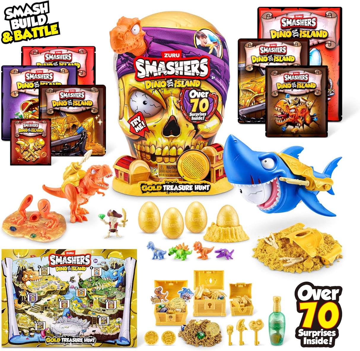 Caza del Tesoro Smashers Dino Island de ZURU, Juguete Interactivo