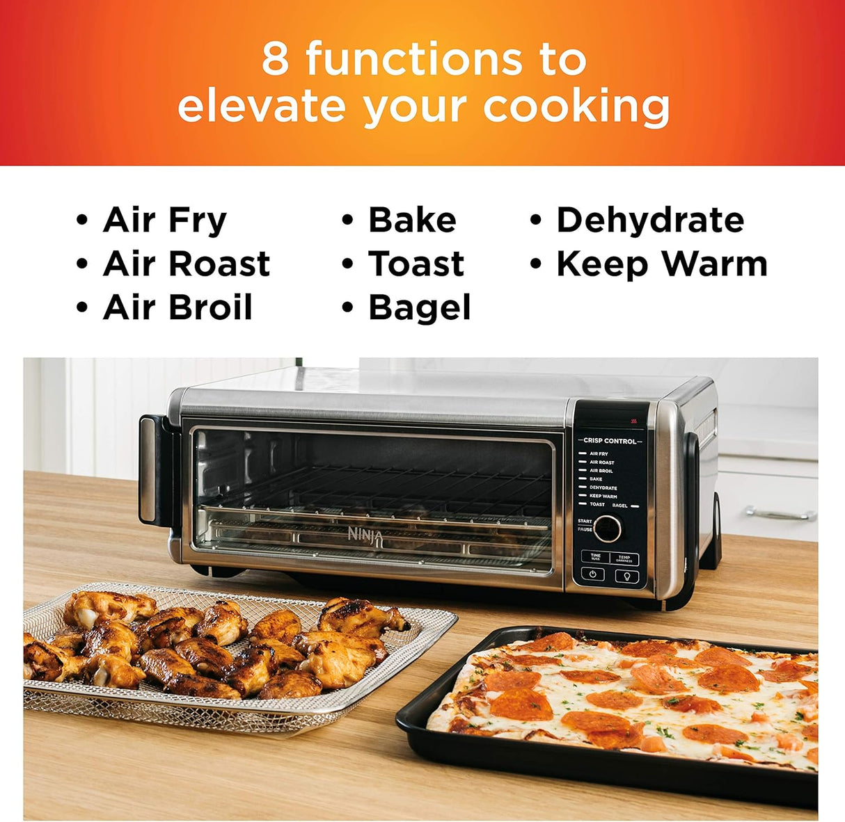 Horno de Aire Ninja SP101, 8 en 1, Capacidad Plegable
