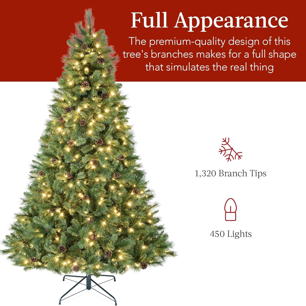 Árbol de Navidad de Pino Escocés de 7.5ft con Luces LED