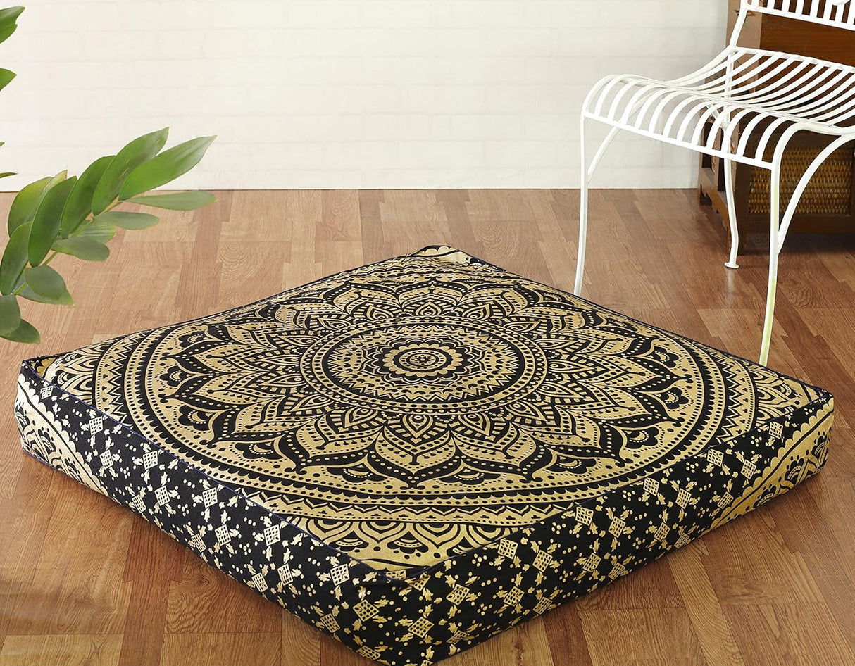 Popular Handicrafts - Cojín redondo diseño de mandala estilo hippie para suelo