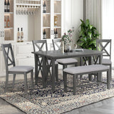 Juego de Comedor Familiar de 6 Piezas con Mesa Plegable