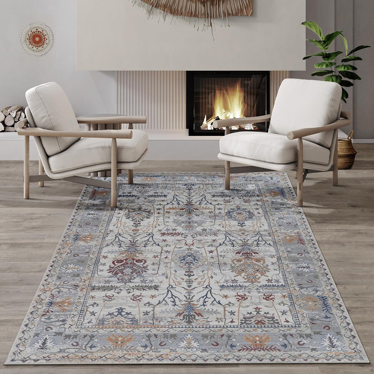 Alfombra Adiva 3x5 Lavable Antideslizante Vintage 3' x 5