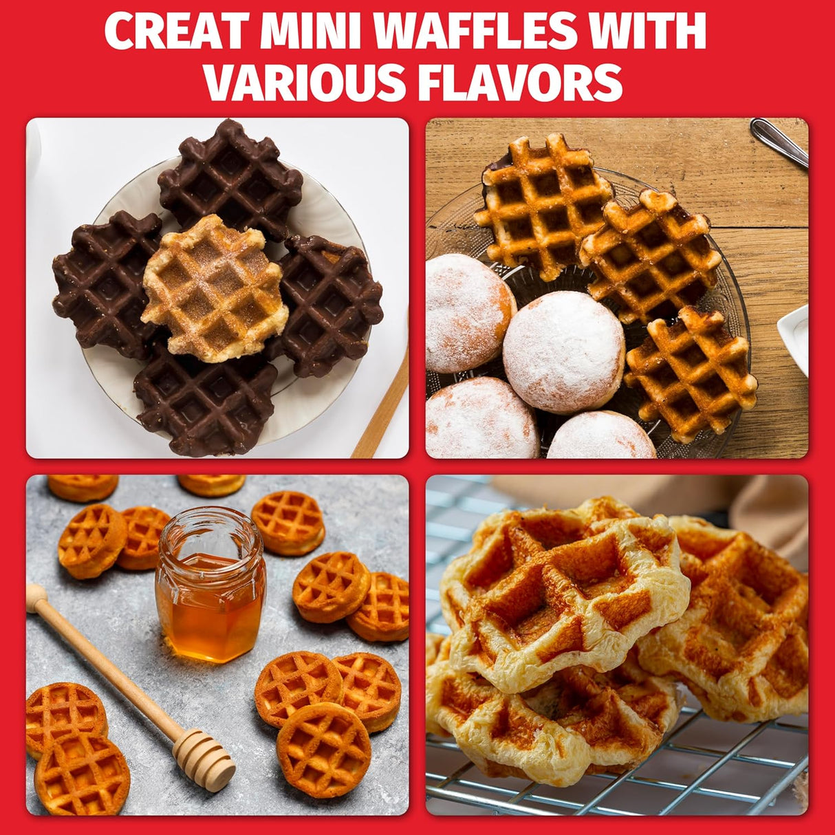 Mini Waffle Maker, Compact, Antiadherente, Modelo para Niños