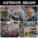 Adorno de 1400 pies2 de telarañas con 150 arañas de imitación, decoración interior y exterior muy elástica para Halloween