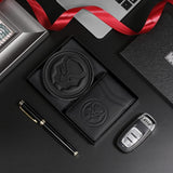 Carteras hombre con pantera, RFID, cuero minimalista, doble pliegue
