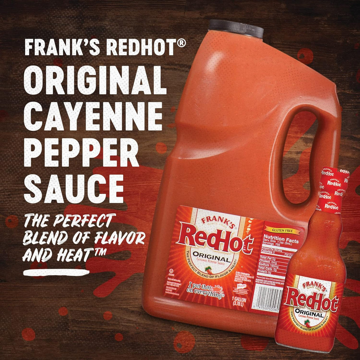Frank's RedHot Salsa picante original de pimienta de cayena, 1 galón – Contenedor a granel de un galón de salsa picante de pimienta de cayena para añadir sabor a platos principales, guarniciones,