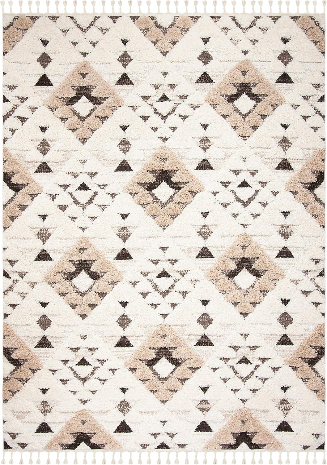 Alfombra Shag Tassel Safavieh, Diseño Boho, 2 Grosor, MTS688A