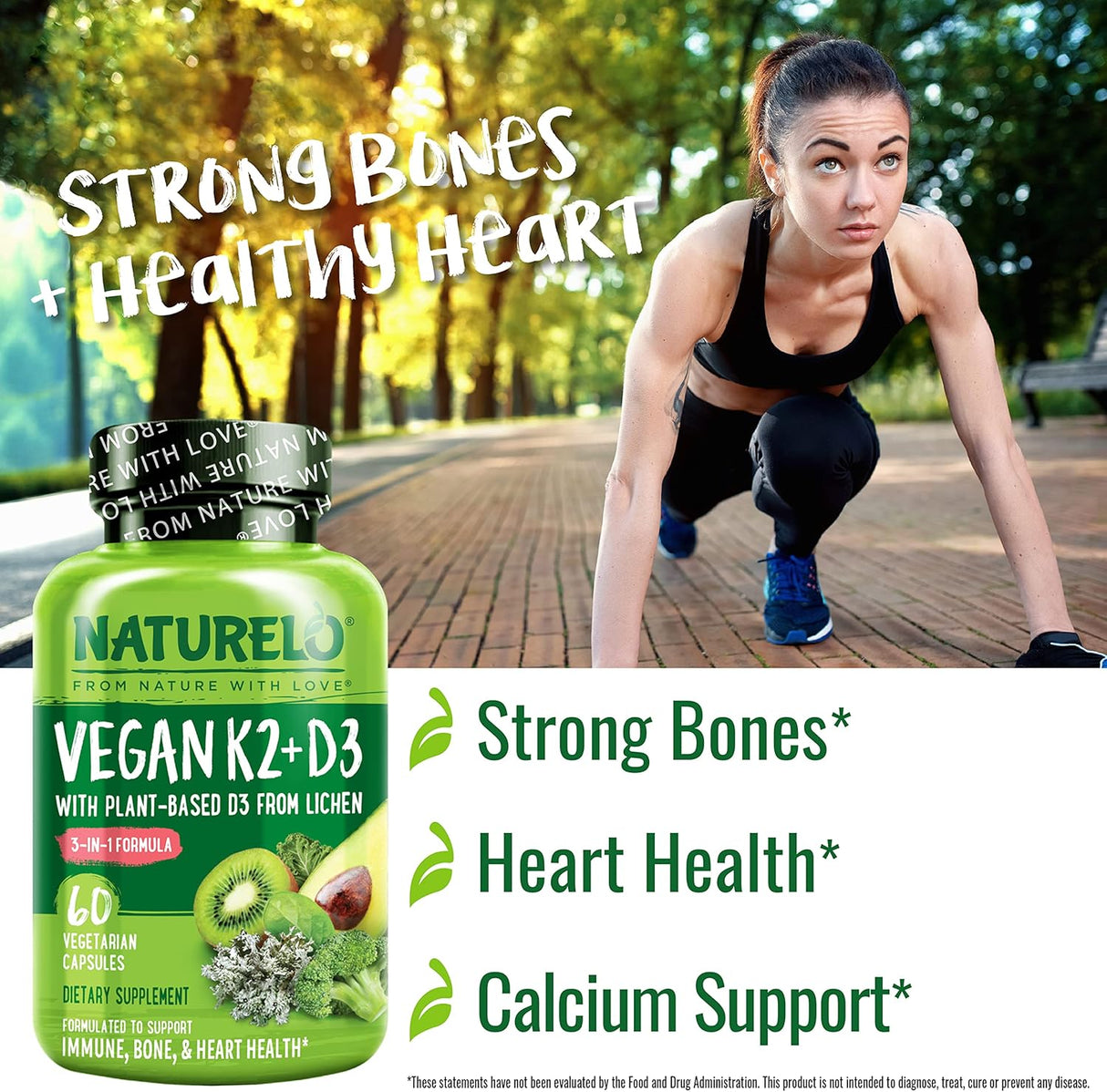 NATURELO Vitamina D3 K2 Vegana 60 Cápsulas