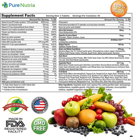 Suplemento Multivitaminas y minerales  enzimas probióticas