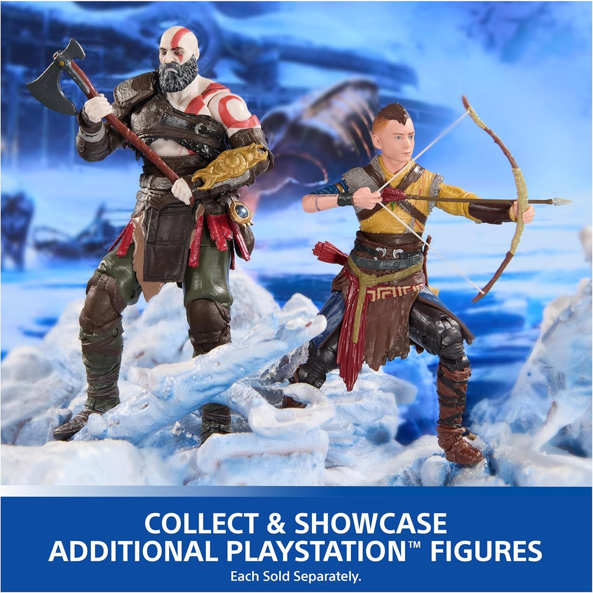 Figura de acción Kratos 6” God of War Ragnarök con accesorios