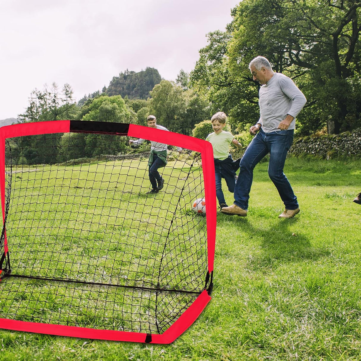 Juego de 2 redes de fútbol portátiles plegables, con bolso