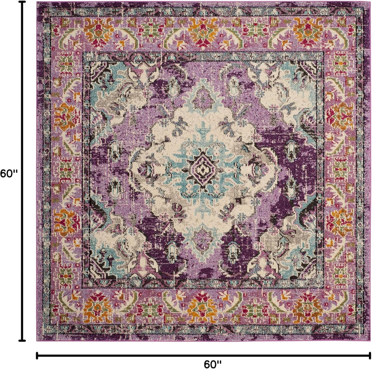 Alfombra Boho Chic Medallón Distressed 5' Cuadrada MNC243L