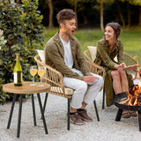 YITAHOME Juego de 3 piezas de mimbre para patio al aire libre, juego de muebles de ratán para todo tipo de clima con mesa y cojines, sofá seccional al aire libre para patio, balcón, patio trasero, terraza