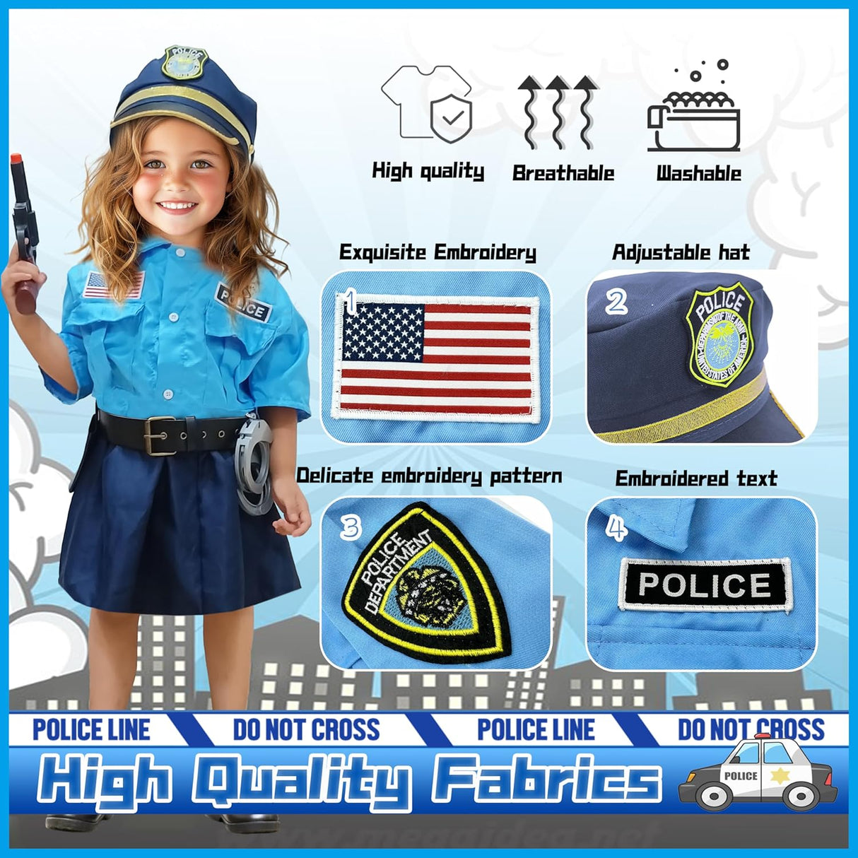 Disfraz de Policía para Niñas, Juego de Rol Infantil, Modelo 2023