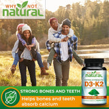 Natural Vitamina D3 K2 (MK-7) con Espirulina Orgánica 10,000 IU