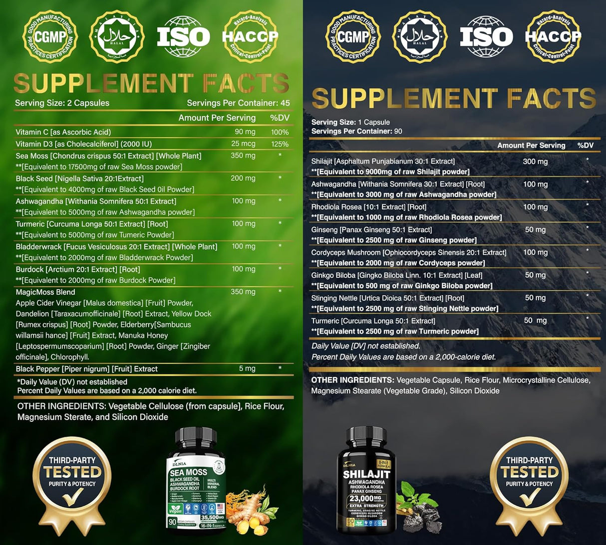Suplemento Vitalidad: Shilajit y Sea Moss, 9000mg, 17500mg