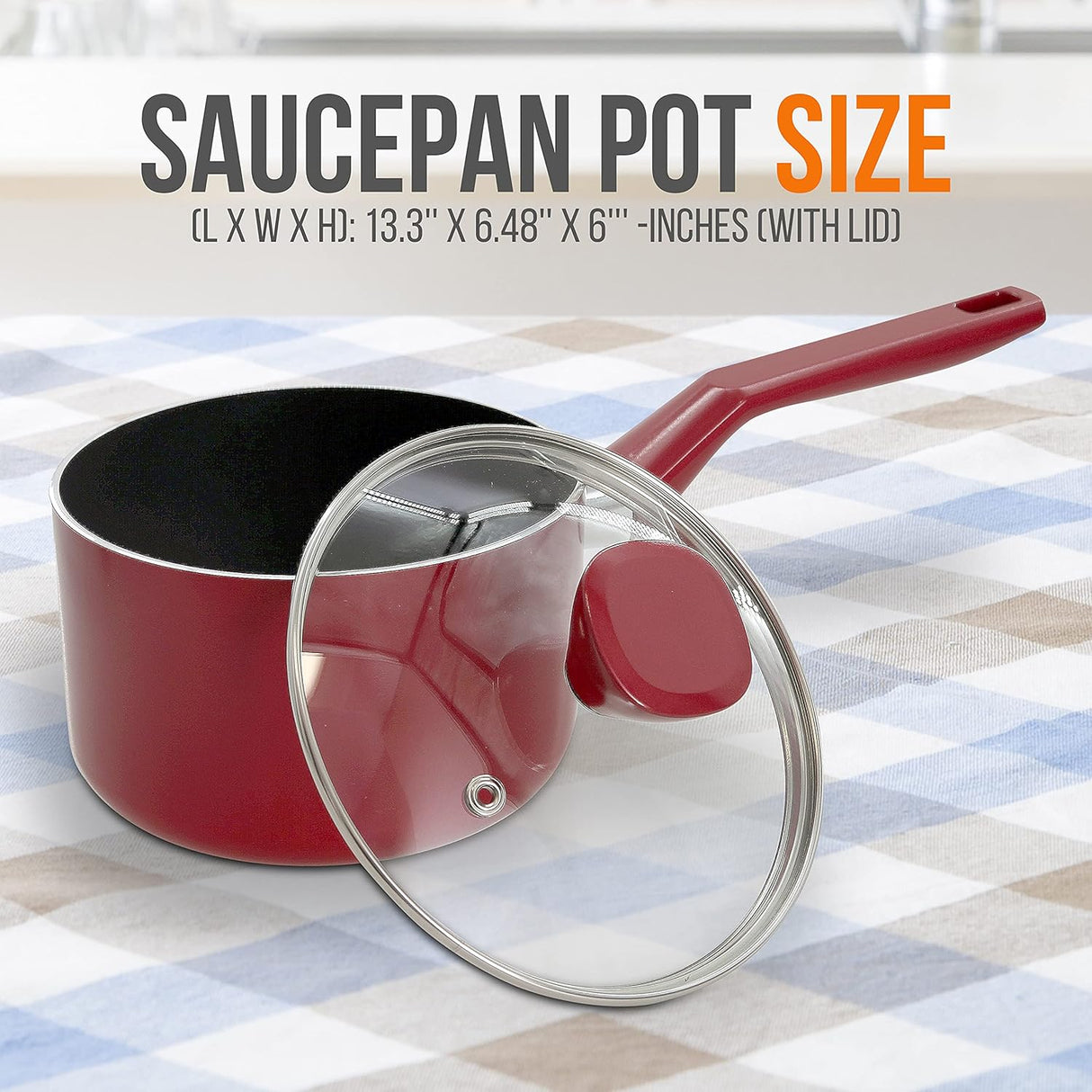 Olla con tapa antiadherentes roja NUTRICHEF PRTNCCWA13RDSPL2