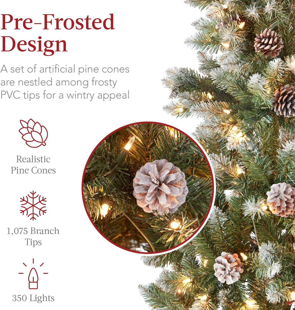 Árbol de Navidad 7.5ft Best Choice Products, Flocked, Modelo Slim