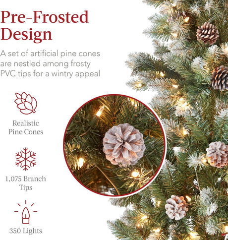 Árbol de Navidad 7.5ft Best Choice Products, Flocked, Modelo Slim
