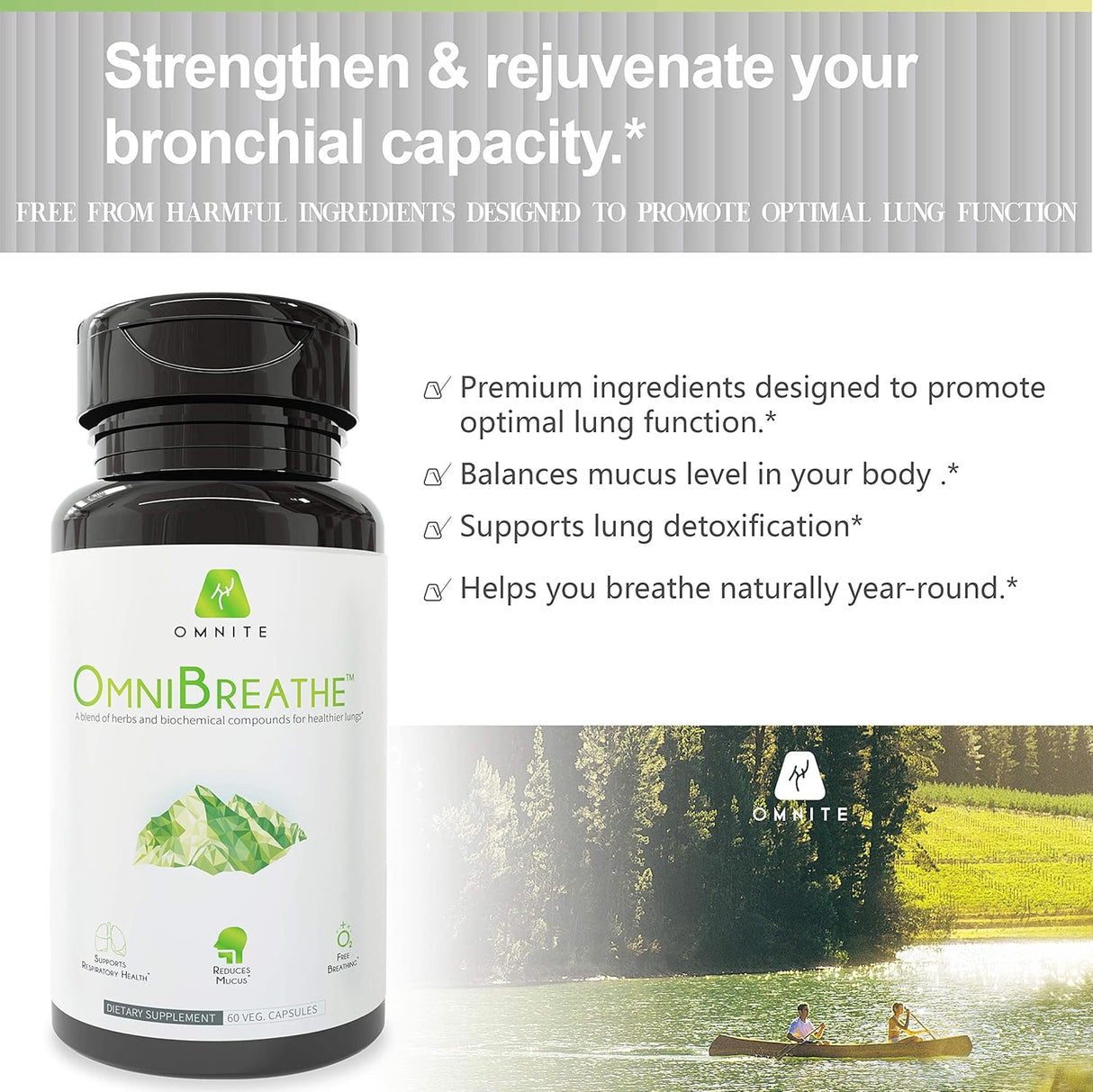 Suplementos de Alivio del asma salud bronquial Omnite
