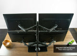 Soporte de Escritorio para 4 Monitores VIVO, Base de Vidrio, STAND-V004FG