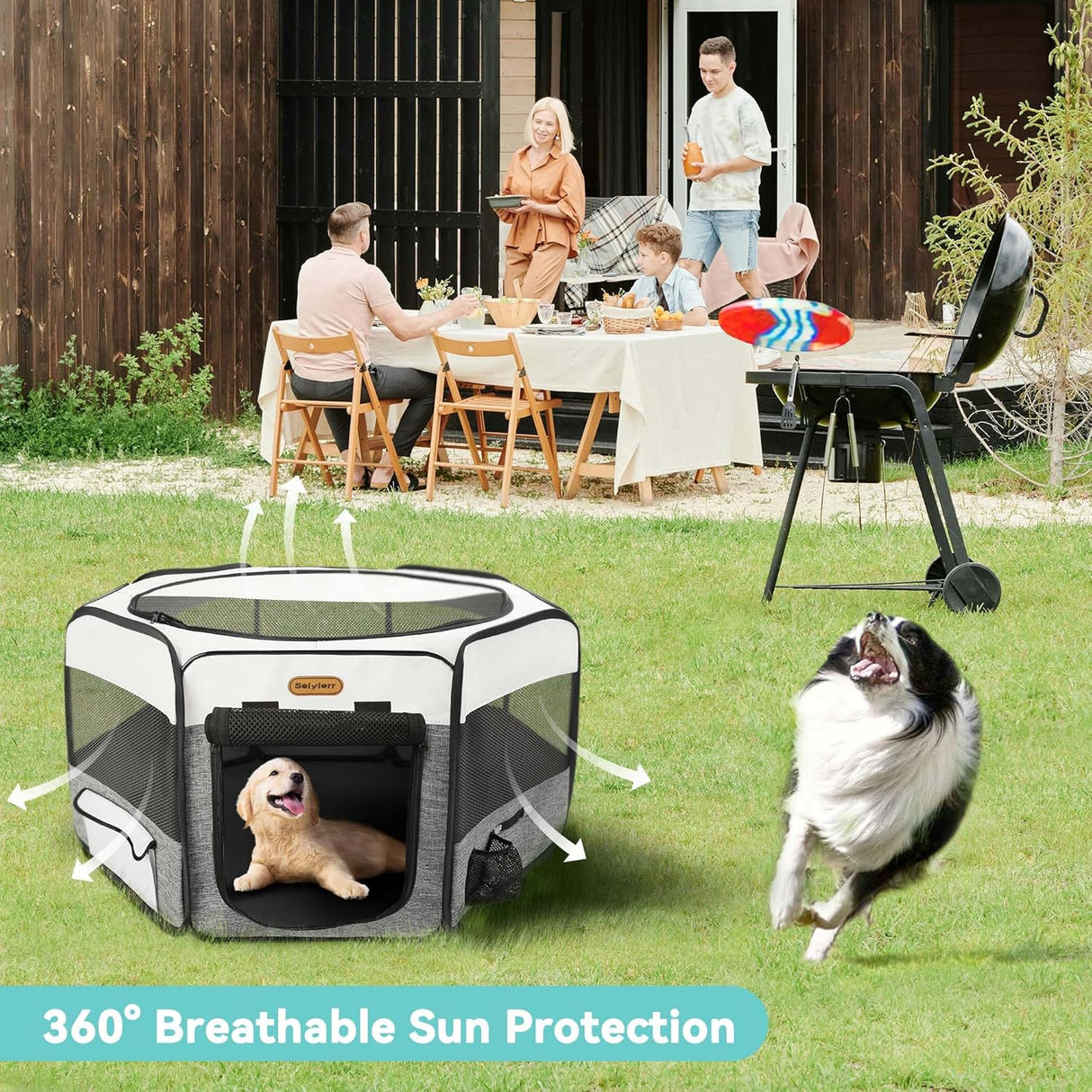 Parque para Mascotas, Portátil, Cubierta de Malla, Modelo X