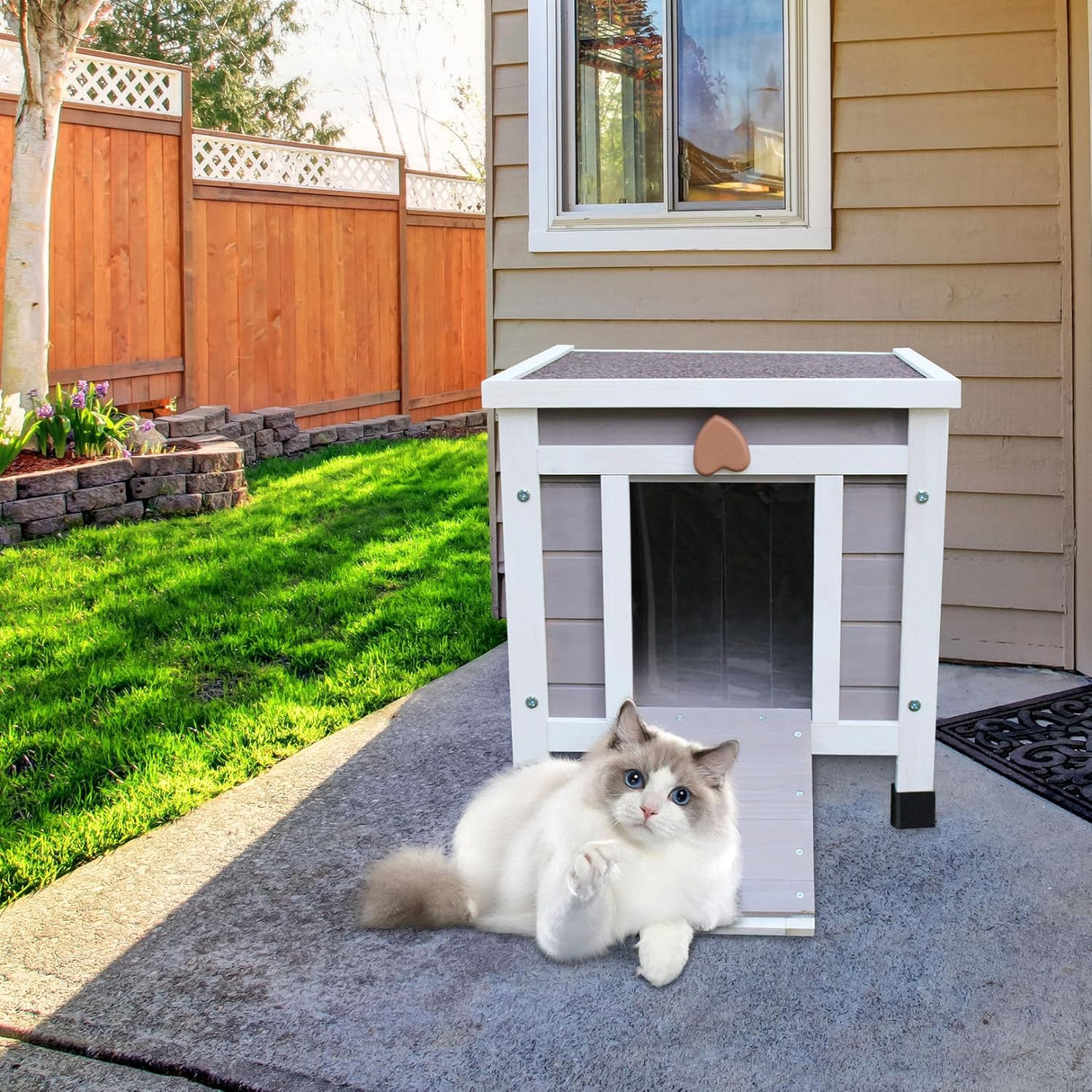 Casa para Gatos Exteriores Rockever, Aislante y Resistente al Clima