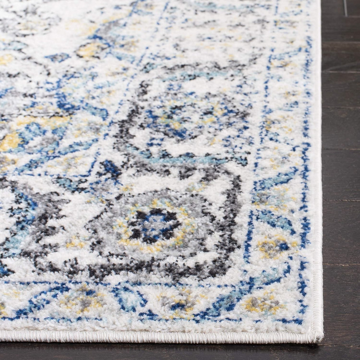 Alfombra de área, diseño medallón nevado, fácil cuidado, MAD603F